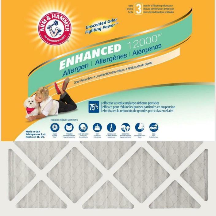 12-Pack Odor Allergen Pet Dander Control Pleated Air Filter 16 x 25 x 1 in.