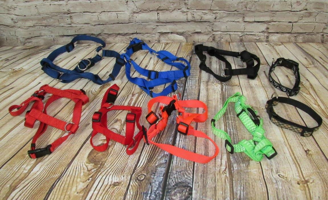 LOT of 9 NEW Dog Supplies Harness Collars Small Medium M S Variety Blue Red NWOT
