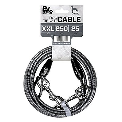 Pet Tie Out Cable For Dogs Wire Heavy Duty Chain Lead Steel Metal Leash XXL 25ft