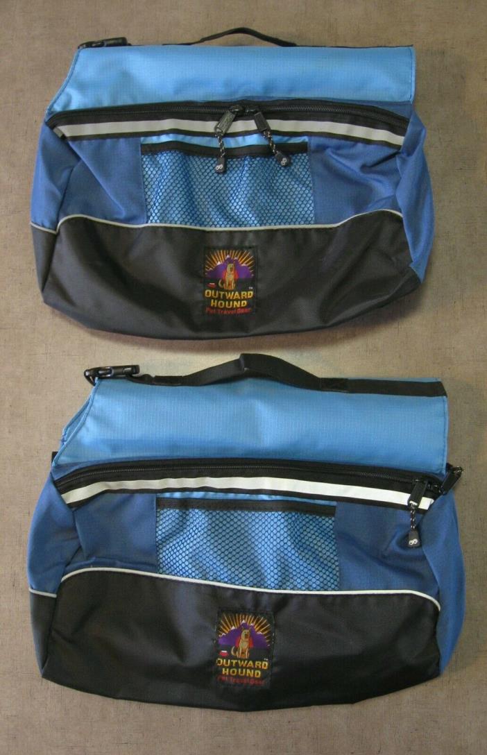2 OUTWARD HOUND Pet Travel Gear Dog Doggie Side Saddle Bags Blue Grey Reflectors