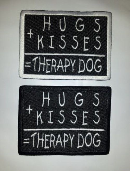 Adorable Embroidered Patch Sew-On HUGS + KISSES = THERAPY DOG