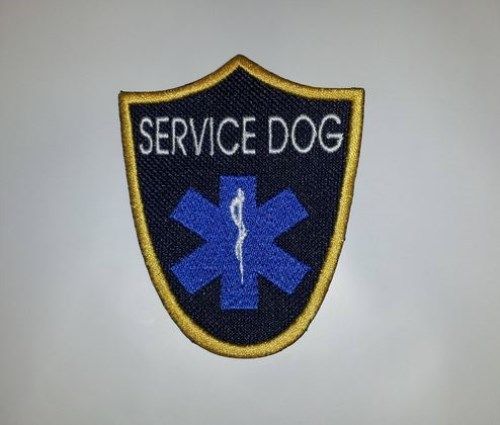 Shield Blue Star Staff Embroidered Sew-On Patch - SERVICE DOG