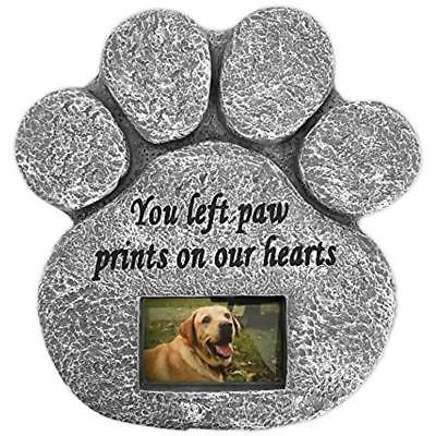 'You Left Categories Paw Prints On Our Hearts' Pet Memorial Stone With Photo Of