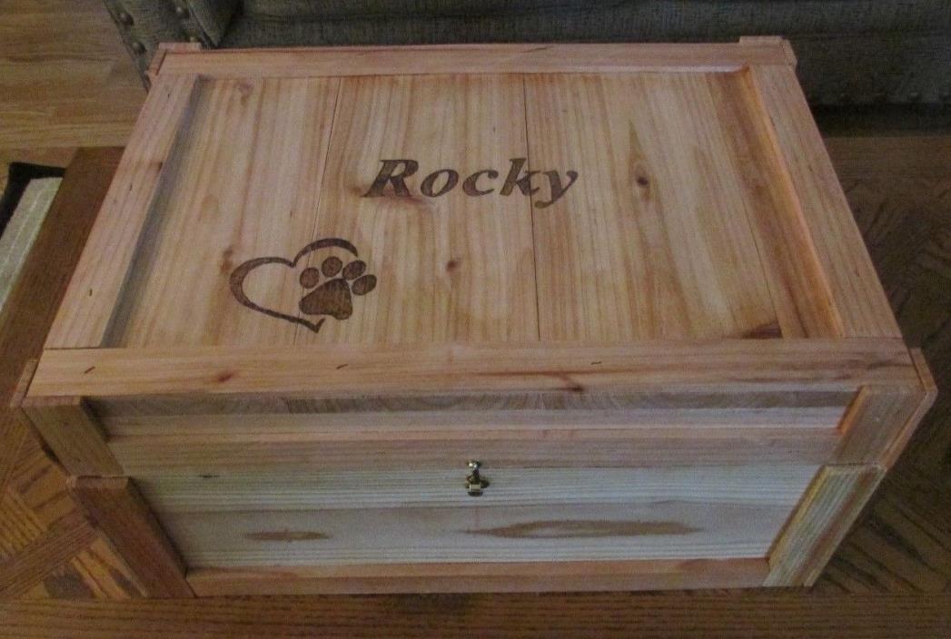 Pet Casket Wooden Handmade Personally engraved with Pets name Unlined Sz Large