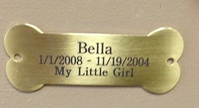 DOG BONE SHAPED BRASS PLATE WITH YOUR CUSTOM MESSAGE - MEMORIAL URN PLATE-