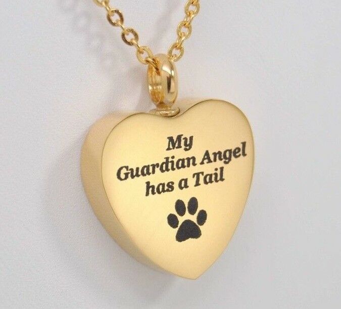 Pet Ashes Holder Heart Urn Necklace, Gold over Stainless Steel | For Dog or Cat