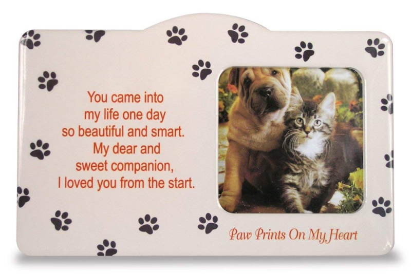 Pet Memorial Picture Frame - Paw Prints on my Heart Poem - In Memory of Cat - In