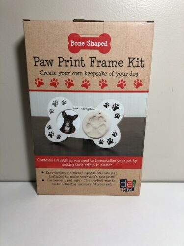 Bone Shaped Dog or Cat Paw Print Pet Keepsake Photo Frame Clay Imprint Kit NEW