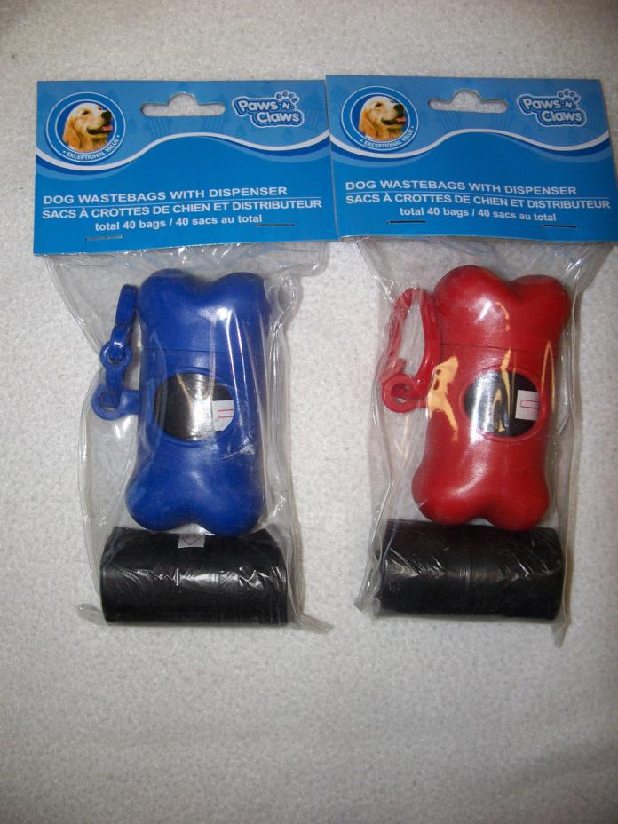 Plastic Waste & Trash Bag Dispenser for Pet Dog, 40 Bags Attaches to Collar/Lead