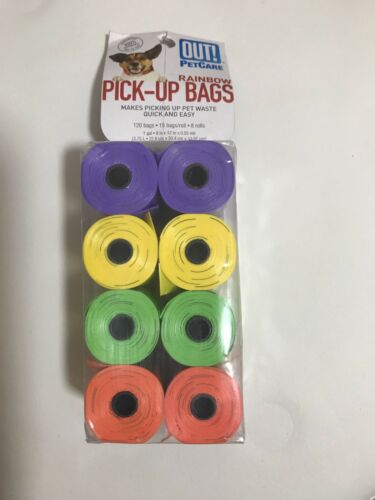 BNIB Out Pet Care Rainbow Set Of 8 Pick-Up Dog Bags 120-Count