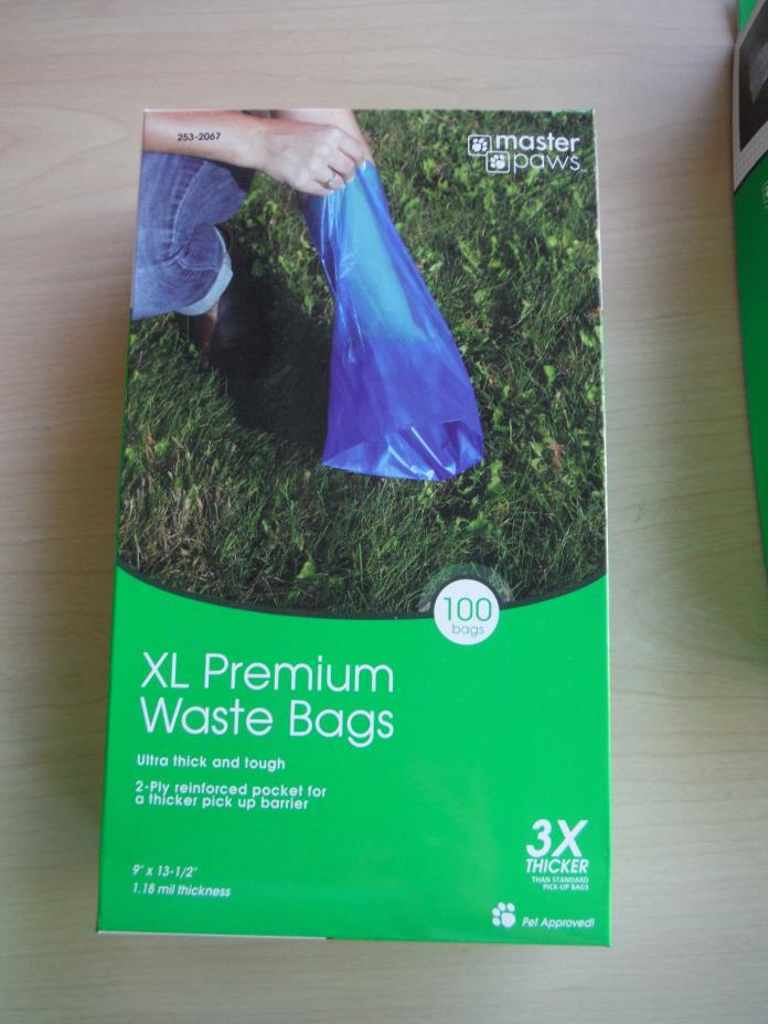 NEW Master Paws XL Premium Waste Pickup Bags - 100 Bags 3X Thicker -COLOR CHOICE