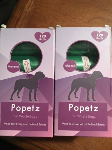 2-120 Ct (8 Rolls) Boxes Of Popetz Pet Waste Bags 9”X12.6” Bags