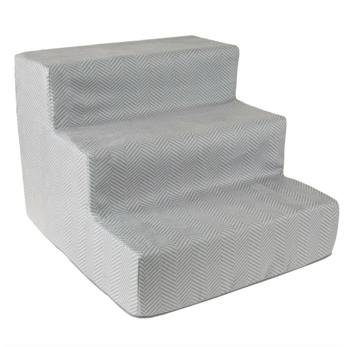 3 Steps High Density Foam Pet Stairs Removable Zipper Cover Washable 12 In. Hi