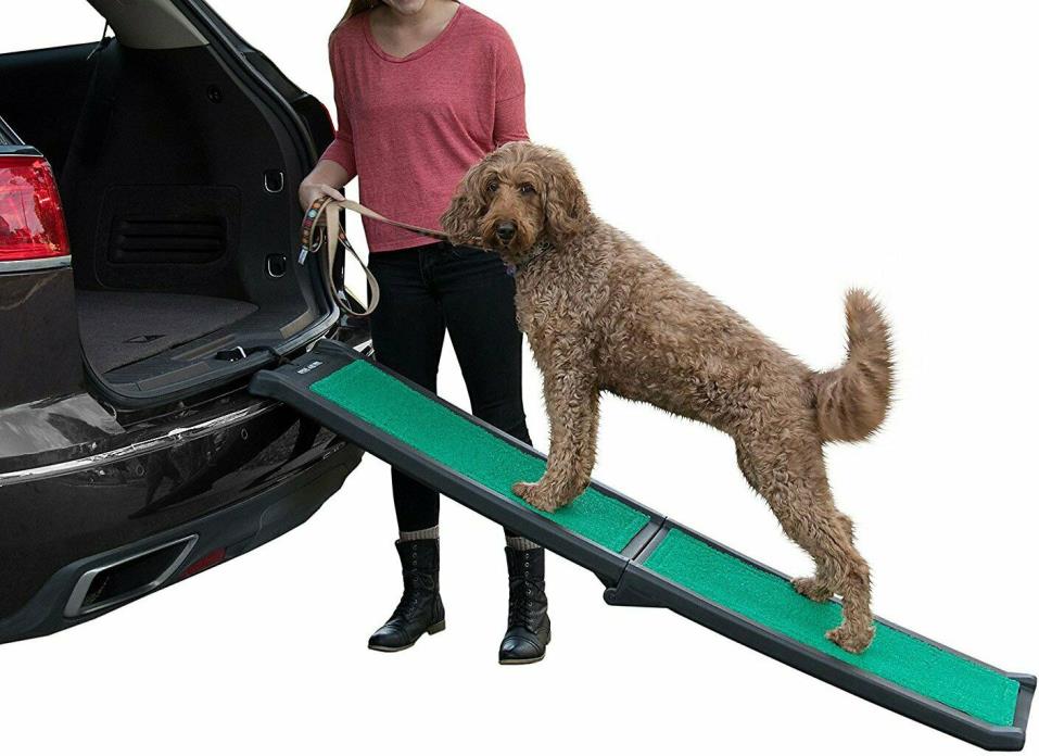 Pet Gear Bi-Fold Dog & Cat Ramp with SupertraX, Black/Green