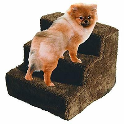 Pet Steps Stairs Dog 3 Ladder Fleece Covered Staircase Indoor Ramp Kitten Cat