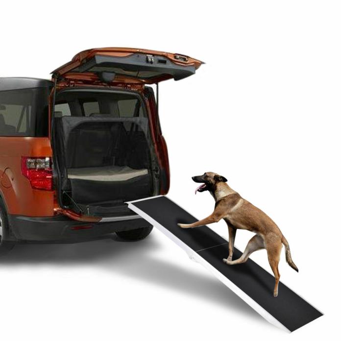 7Ft Portable Aluminum Folding Pet Paw Safe Dog Ramp Ladder Incline Car Truck SUV