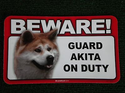 Beware Guard Akita on Duty sign, security, warning, beware of dog #803