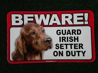 Beware Guard Irish Setter on Duty sign, security, warning, beware of dog #844