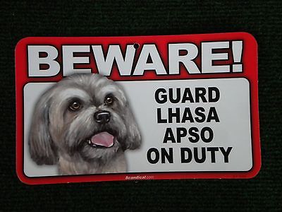Beware Guard Lhasa Apso on Duty sign, security, warning, beware of dog #848