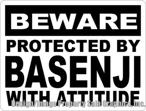 Beware Protected by Basenji w/Attitude Sign. Size Options. Dog Lovers Gift