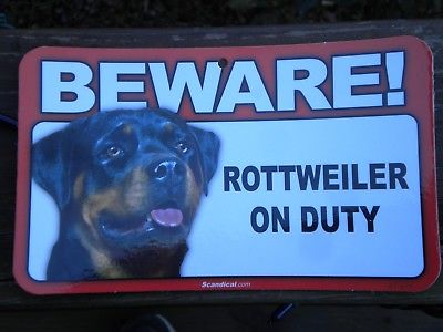 Beware Guard Rottweiler on Duty sign, security, warning, beware dog #871