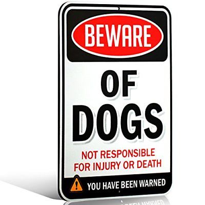 Beware of Dogs Sign Dogs Aluminum Metal Fence Yard Warning Security Poster