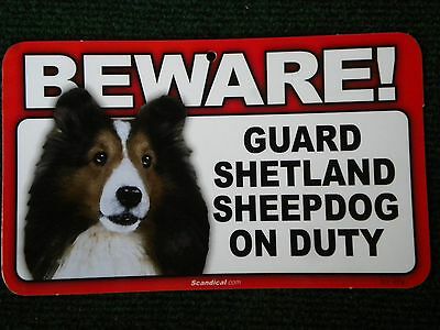 Beware Guard Shetland Sheepdog on Duty sign, security, beware of dog #878