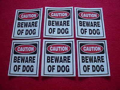 6 BEWARE OF DOG HOME SECURITY WARNING DECAL STICKERS for WINDOWS or DOORS