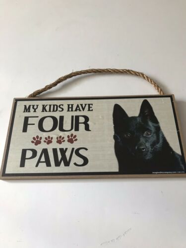 Imagine This Wood Breed Four Paws Sign, Schipperke