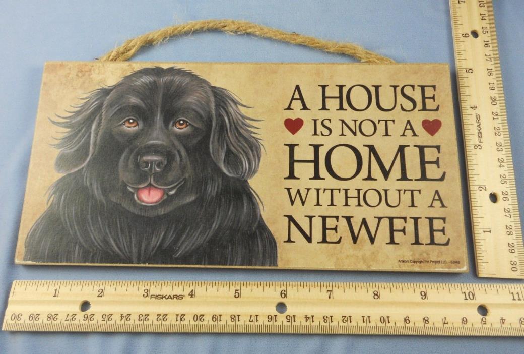 NEWFOUNDLAND Dog Wooden Sign by Love & Laughter Indoor Décor Sisal Rope Hanger