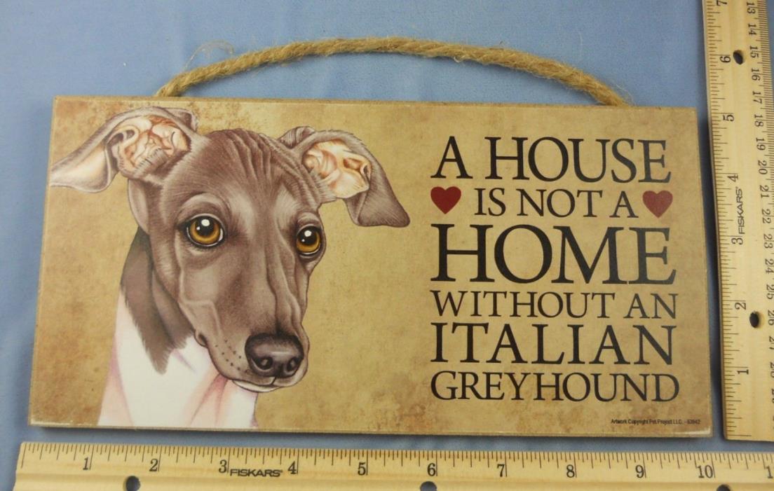 ITALIAN GREYHOUND Wooden Sign by Love & Laughter Indoor Décor Sisal Rope Hanger