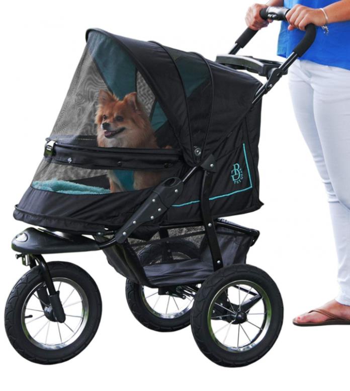 Pet Stroller Carrier Dog Cat Large Storage Basket 3 Wheel No Zip Jogging Travel