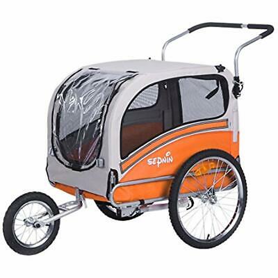 Sepnine Pet Dog Bike Trailer, Orange/Grey Supplies