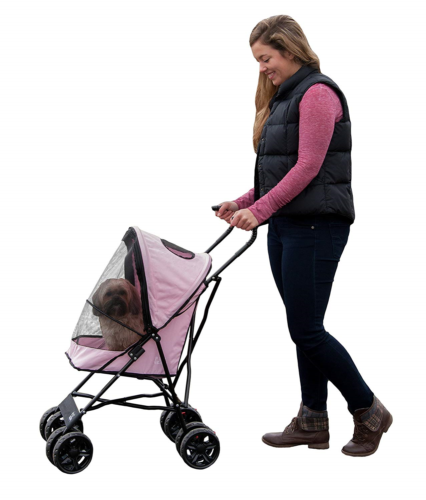 Pet Gear Travel Lite Pet Stroller for Cats and Dogs up to 15-pounds, Pink