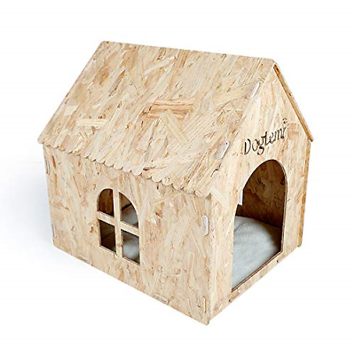 DogLemi Eco Friendly Nature Wooden Dog Cat Pet House Cave Bed - Indoor or Use