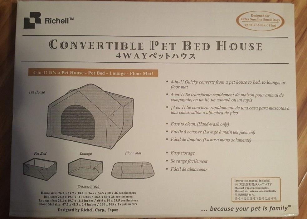 RICHELL ~ CONVERTIBLE PET BED HOUSE ~ BROWN ~ 4 in 1 ~ Free shipping