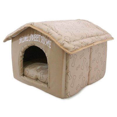 Portable Indoor Pet House Cozy Pet Bed Poly-Foam Brown