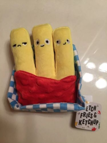 Bark & Co BarkBox Fetch Fries & Ketchup Crinkle Tube Squeaky Dog Toy NWT