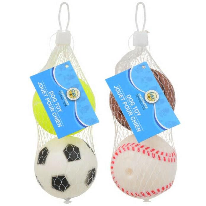 2.625-in. Greenbrier Kennel Club Vinyl Sports Ball Dog Toys, 2-ct. Pack.