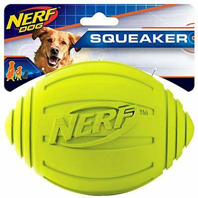 Nerf Balls Dog Squeak Ridged Rubber Football Toy, Medium/Large, Green 7 Inches