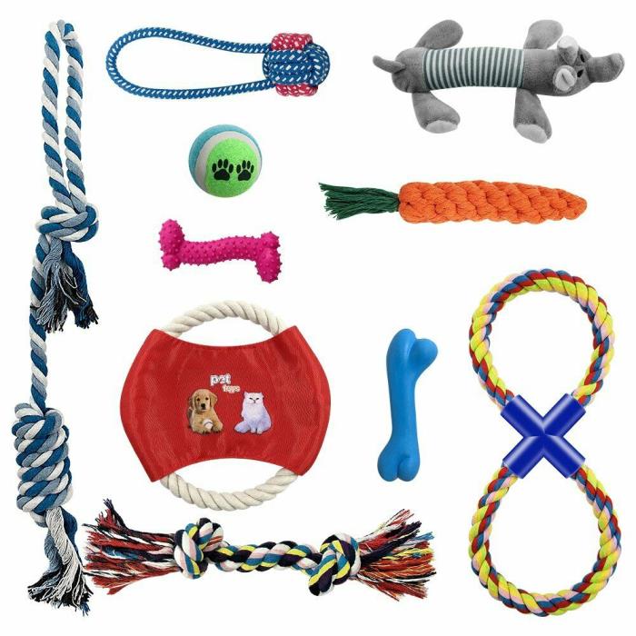 Ai-uook Pet Dog Chew Toys,Puppy Teething/Training Toys,Dog Rope Toys,pack of 10