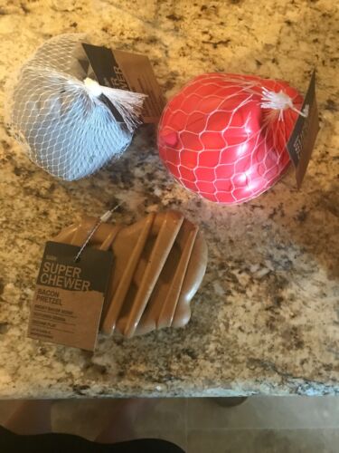 3 New Barkbox Super Chewer Large Dog Toys -GNARLY CARDINAL, Hedgie & Pretzel