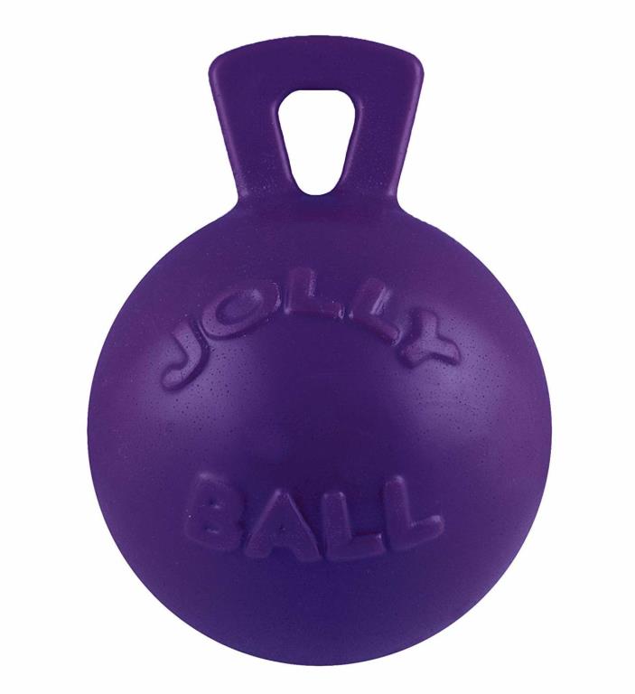 Jolly Pets Tug-N-Toss 10 inch Purple | Rubber Ball with Handle Chew Toy for Dogs