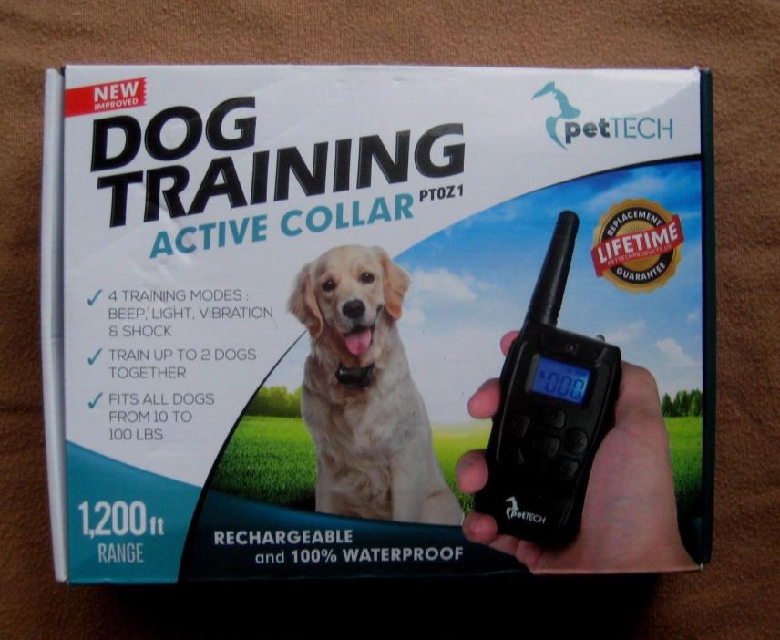 NEW IN BOX petTECH DOG TRAINING Active COLLAR ptoz1  Fits 10 lb to 100 lb remote