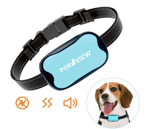 Pop View Dog Training Anti Bark Collar Level Adjustable Sound Vibration No Shock