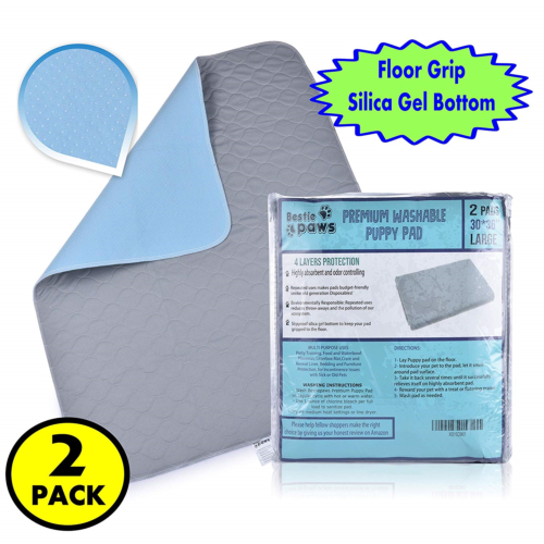 bestiepaws Washable Dog Pee Pads- 2 Pack Large 30x36- Reusable Dog Training Wee