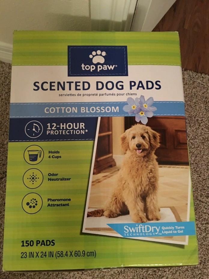 Brand New 150 of Top Paw Premium Scented Puppy Dog Training Pads Cotton Blossom