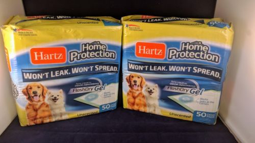 2 Packs HARTZ Home Protection Unscented Odor Eliminating Gel Dog Pads, 50 Each
