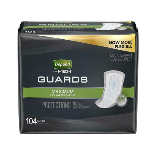 Depend Incontinence Guards for Men, Maximum Absorbency, 2 Packs of 52, 104...