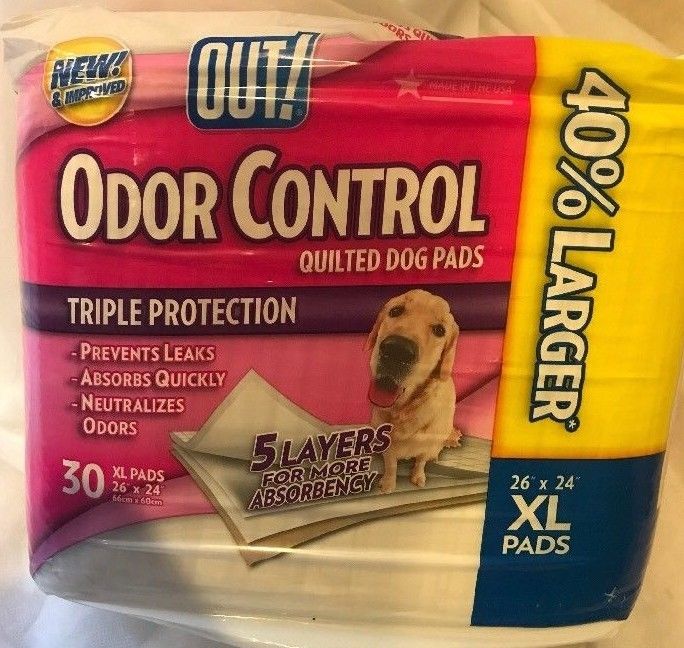 OUT! 30 Count Odor Control X-Large Quilted Triple Protection Dog Pads